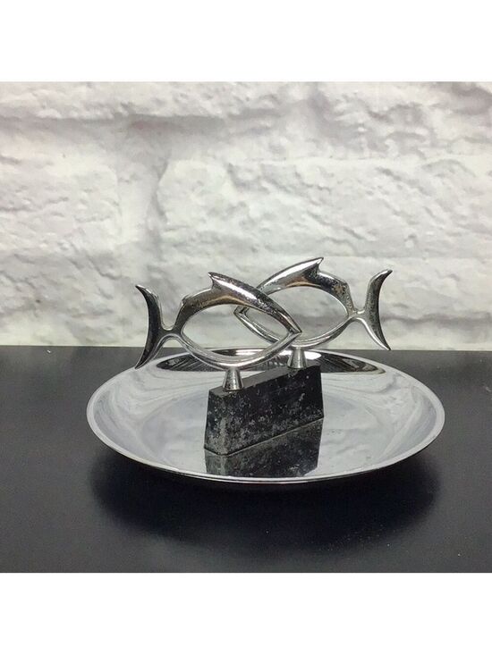 Vintage Other - Mid Century Modern two fish Chrome Pincherette Ashtray MCM